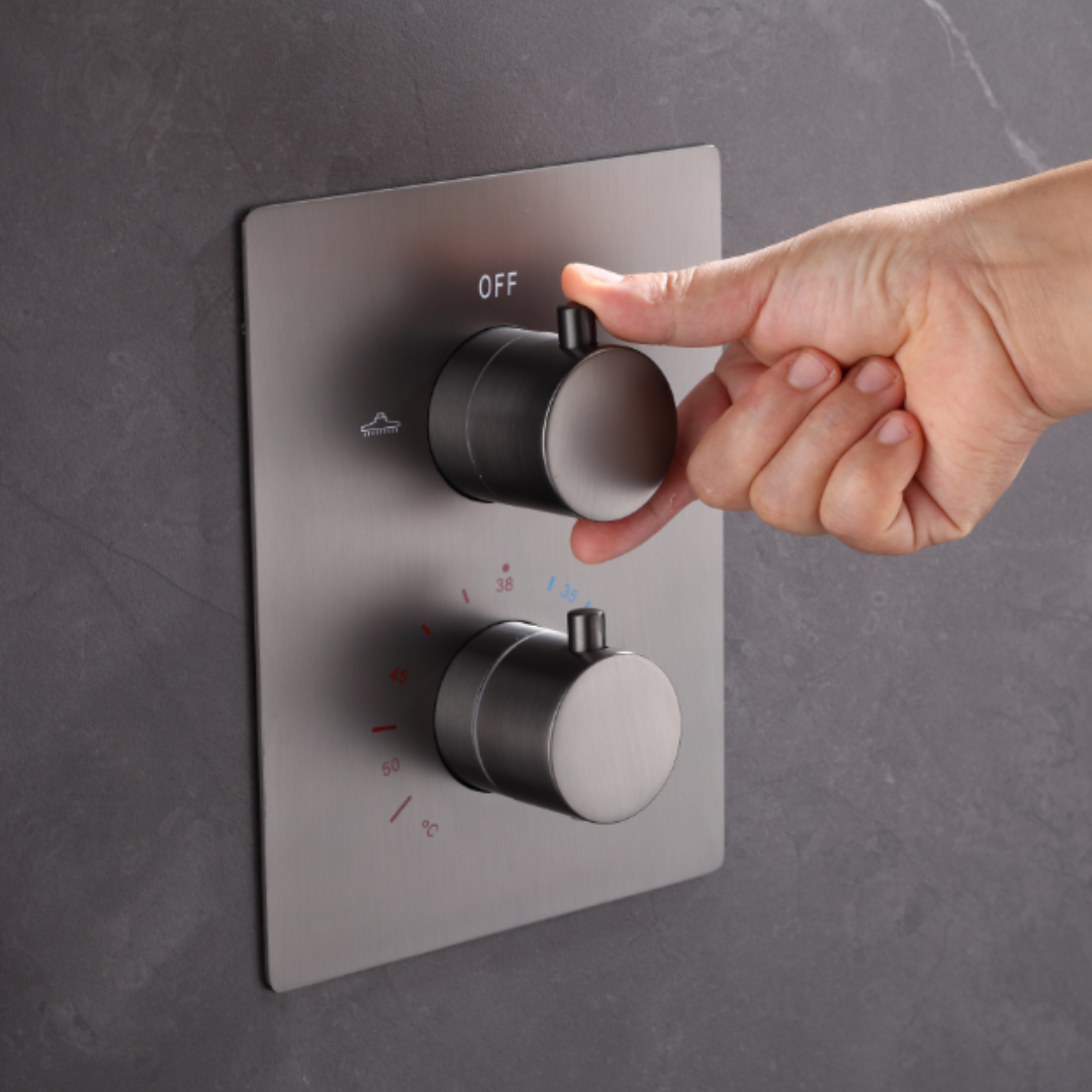 Thermostatische Inbouw Regendoucheset -  Lina - Geborsteld nikkel