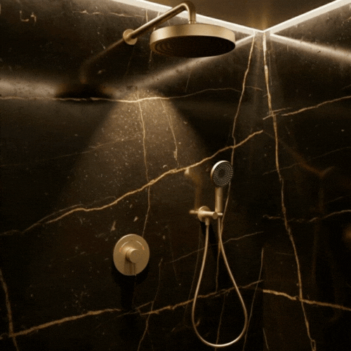 Inbouw Regendoucheset Amalia - Geborsteld goud - Incl. inbouwdeel