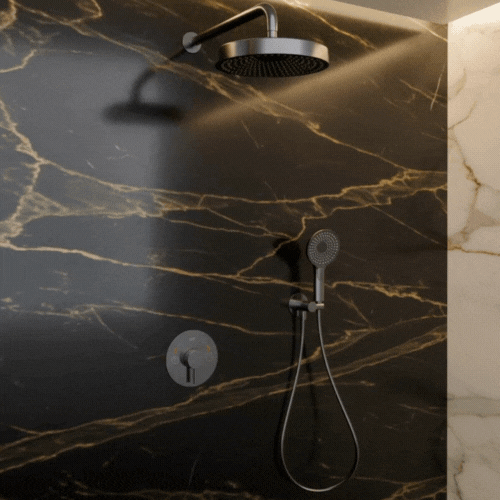 Inbouw Regendoucheset Amalia - Gunmetal grey - Incl. inbouwdeel