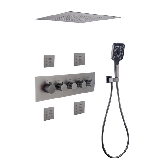 Thermostatische Inbouw Regendoucheset - Amelia - Gunmetal grey