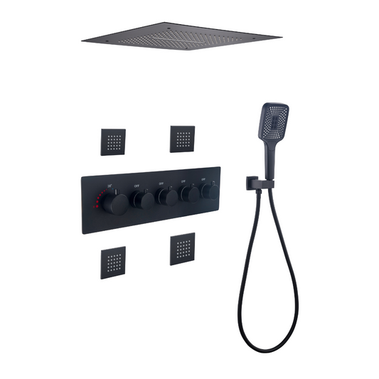 Thermostatische Inbouw Regendoucheset - Amelia - Mat zwart