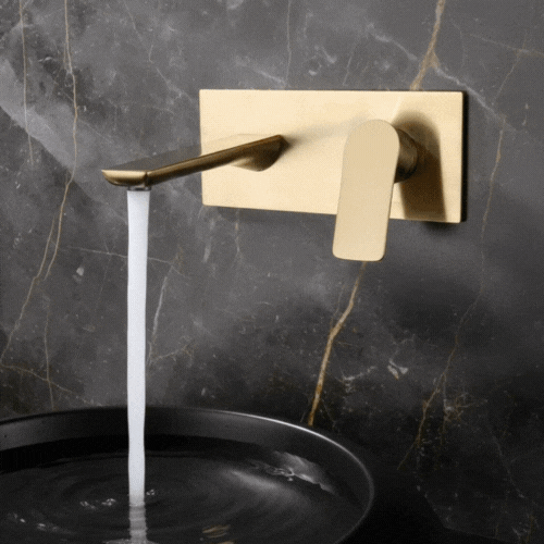 Inbouw wastafelkraan Silvio – Geborsteld goud - Incl. inbouwdeel - 25 × 10 × 20 cm