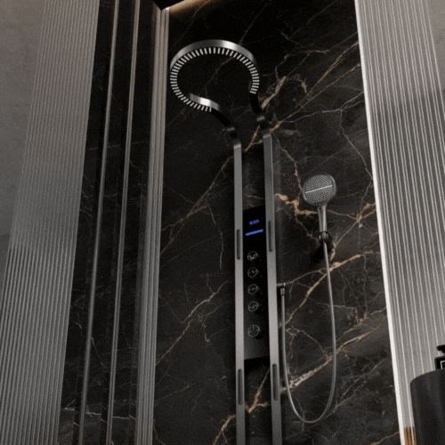 Thermostatisch Douchepaneel Marcelo – Digitale Display - Gunmetal Grey - 182 × 40 × 52 cm