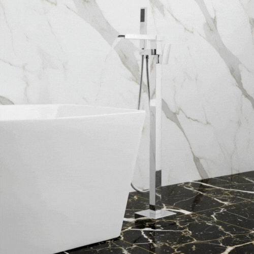 Vrijstaande Badkraan Lisandro – Watervaluitloop –  Chroom- 87 × 22 × 15 cm