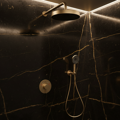 Inbouw Regendoucheset Amalia - Geborsteld goud - Incl. inbouwdeel