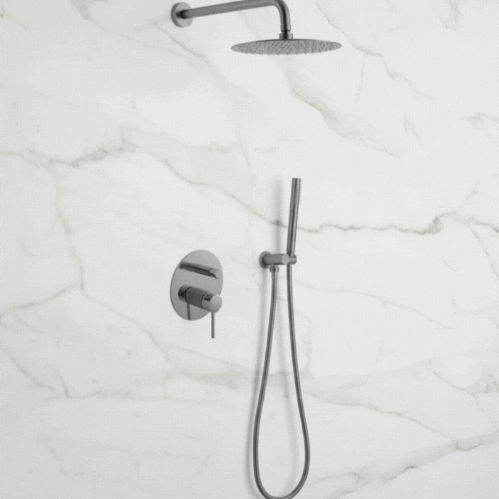 Inbouw Regendoucheset Angelica – Staafhanddouche – Gunmetal grey - Incl. inbouwdeel