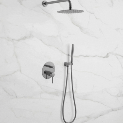 Inbouw Regendoucheset Angelica – Staafhanddouche – Gunmetal grey - Incl. inbouwdeel