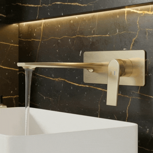 Inbouw wastafelkraan Diego  – Geborsteld goud - Incl. inbouwdeel - 22,5 × 11 × 20 cm