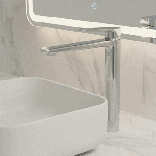 Hoge wastafelkraan Diego  – Chroom- 27,5 × 16,6 × 22,3 cm