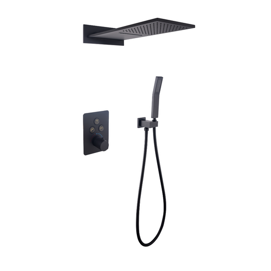 Thermostatische Inbouw Regendoucheset - Waterval - Isabella - Mat zwart