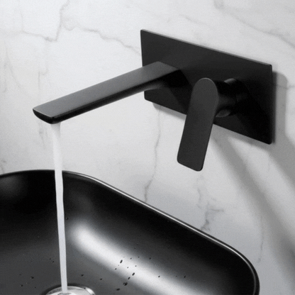 Inbouw wastafelkraan Silvio – Mat zwart - Incl. inbouwdeel - 25 × 10 × 20 cm