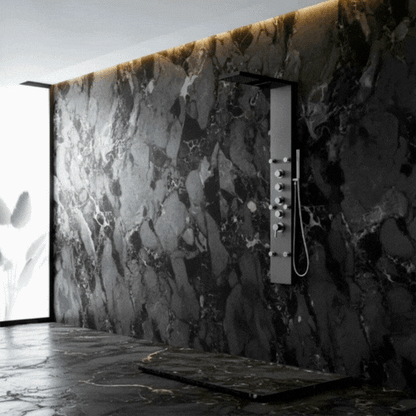 Douchepaneel Manuel – Waterval – Massagejets – Gunmetal grey, Chroom - 150 × 20 × 60 cm