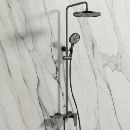 Opbouw regendoucheset Cynthia - Mat zwart - 130 × 35 × 25 cm