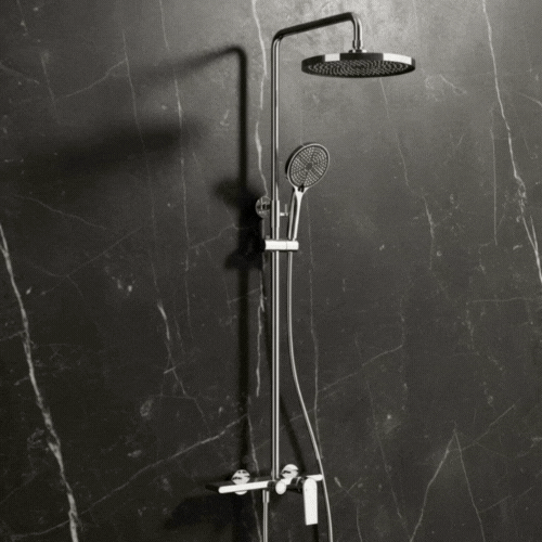 Opbouw regendoucheset Cynthia - Chroom- 130 × 35 × 25 cm