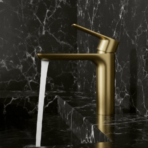 Opbouw wastafelkraan  Silvio – Geborsteld goud - 14 × 16,5 × 4,3 cm